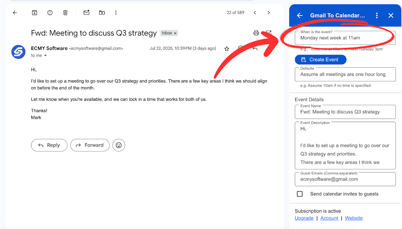 Turn Gmail emails into Google Calendar events automatically